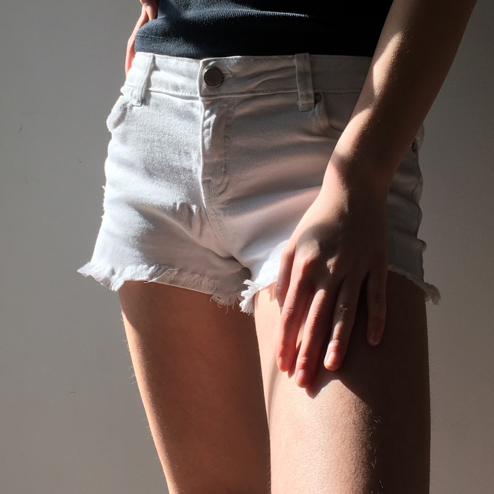 White CK Jean Shorts